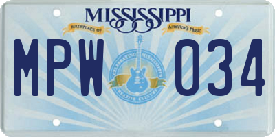 MS license plate MPW034