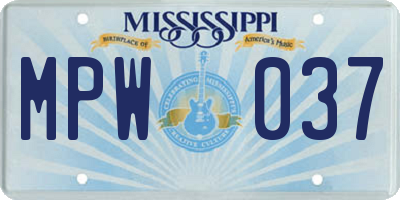 MS license plate MPW037