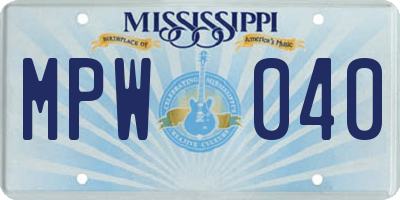 MS license plate MPW040