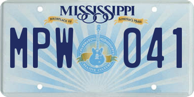 MS license plate MPW041