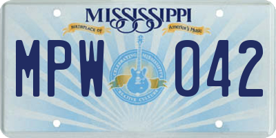MS license plate MPW042