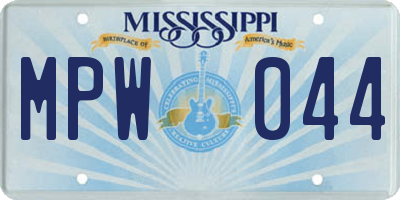 MS license plate MPW044
