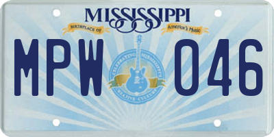 MS license plate MPW046