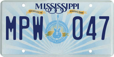 MS license plate MPW047