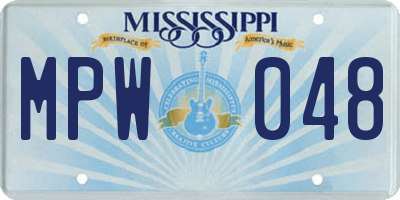 MS license plate MPW048