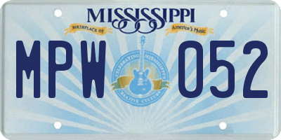 MS license plate MPW052