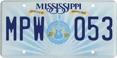 MS license plate MPW053