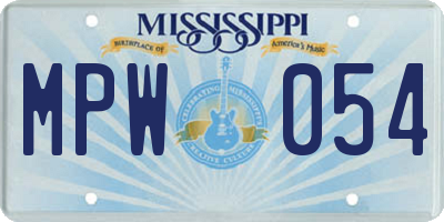 MS license plate MPW054