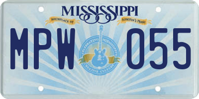 MS license plate MPW055