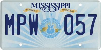 MS license plate MPW057