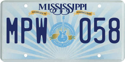 MS license plate MPW058