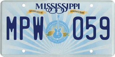 MS license plate MPW059