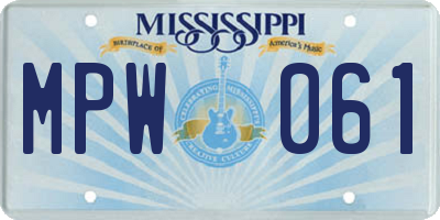 MS license plate MPW061