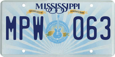 MS license plate MPW063