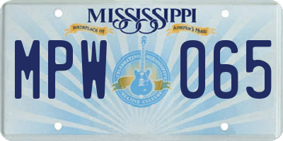 MS license plate MPW065