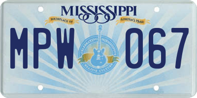 MS license plate MPW067