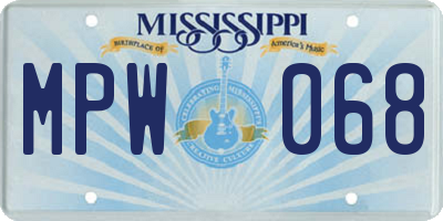 MS license plate MPW068