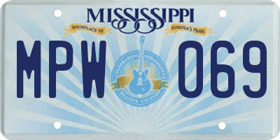 MS license plate MPW069