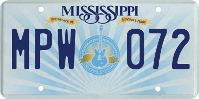 MS license plate MPW072