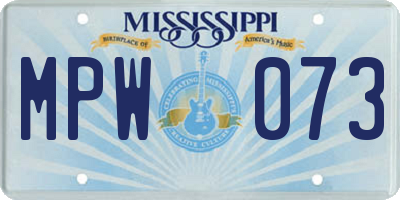 MS license plate MPW073