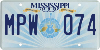 MS license plate MPW074