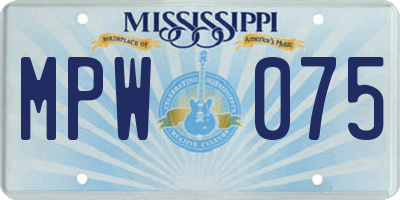 MS license plate MPW075