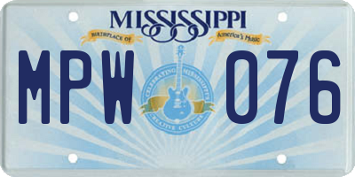MS license plate MPW076