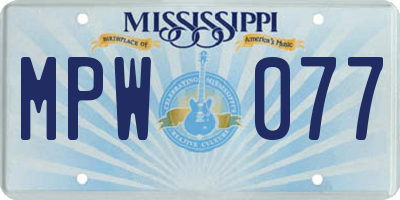 MS license plate MPW077