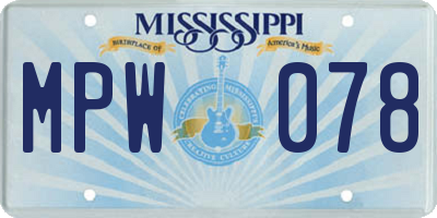 MS license plate MPW078