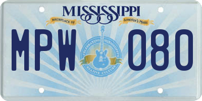 MS license plate MPW080