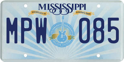 MS license plate MPW085