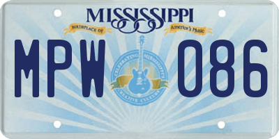 MS license plate MPW086