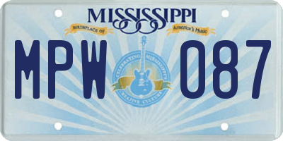 MS license plate MPW087