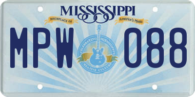 MS license plate MPW088
