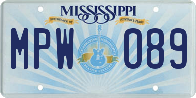 MS license plate MPW089