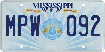 MS license plate MPW092