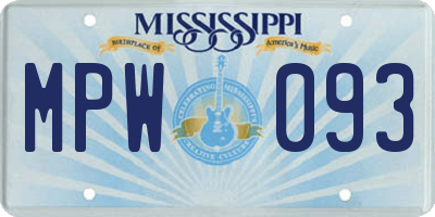 MS license plate MPW093