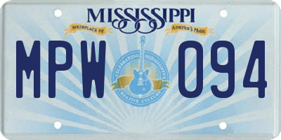 MS license plate MPW094