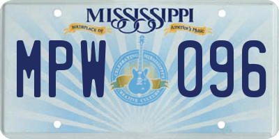 MS license plate MPW096
