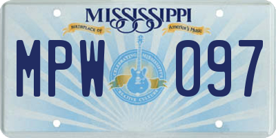 MS license plate MPW097