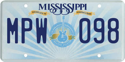 MS license plate MPW098