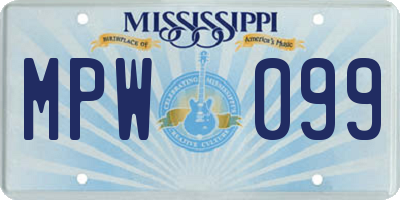 MS license plate MPW099