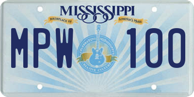 MS license plate MPW100