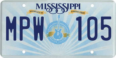 MS license plate MPW105