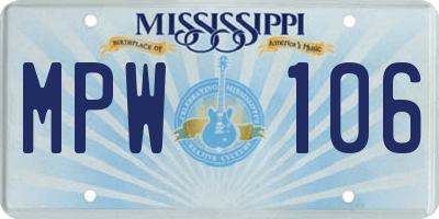 MS license plate MPW106