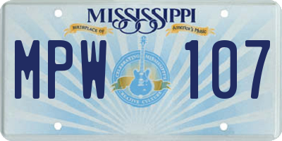 MS license plate MPW107