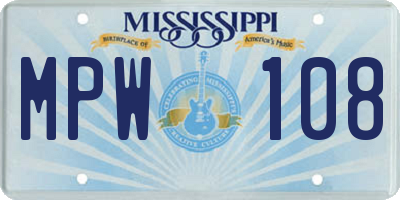 MS license plate MPW108