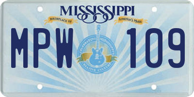 MS license plate MPW109