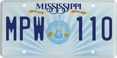 MS license plate MPW110