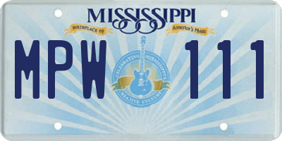 MS license plate MPW111